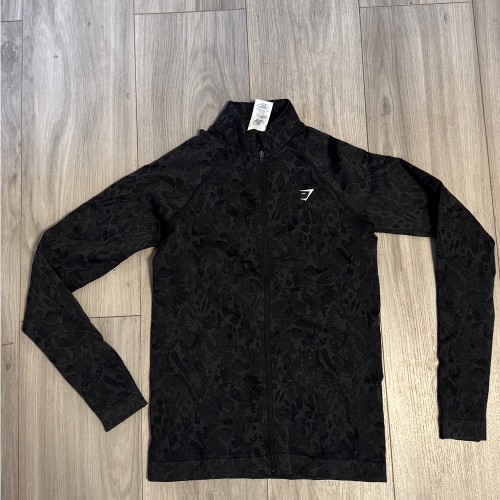 Gymshark Charcoal Patterned Zip-Up Hoodie